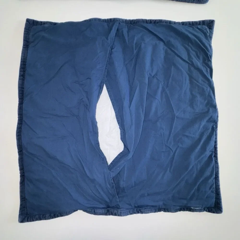 Pottery Barn Teen Emerson 2 Navy Blue Corduroy Pillow Shams European Square